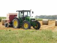 John Deere 5080R + Case IH RB344