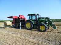 John Deere 5080R + Case IH RB344